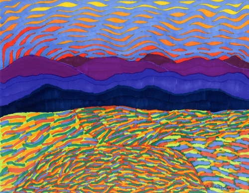 Drawing-Ink-Fields & Mountains I