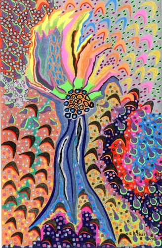 Drawing-Colored pencil-Fire Tree