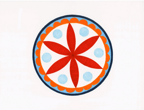 Drawing-Ink-Red Rosette Hex