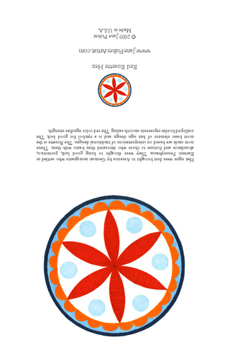 Other-Red Rosette Hex Note Card