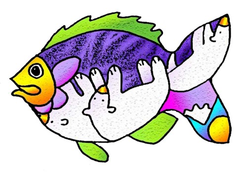 Digital Art-Illustration-Three Bears Fish