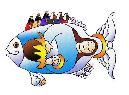 Digital Art-Illustration-Virgin Mary Fish