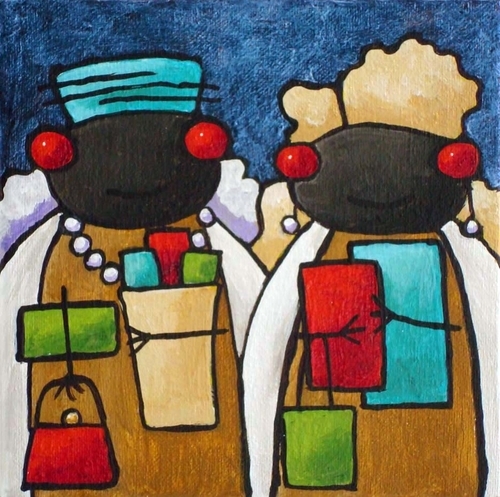 Painting-Pop Art-They Came. They Saw. They Went Shopping and Got Their Hair Done
