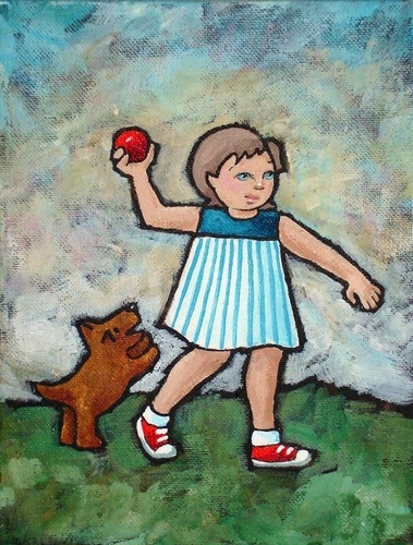 Painting-Figurative-Martina Plays With Bobo