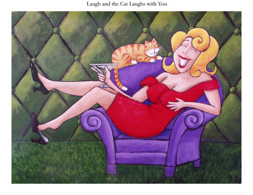 Painting-Laugh and the Cat Laughs with You