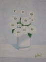 Painting-WHITE ON WHITE ZINNIAS