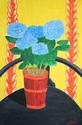 Painting--Oil-Still LifeHYDRANGEA ON BLACK CHAIR