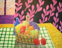 Painting-BASKET OF FRUIT ON CHECK CLOTH