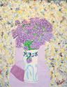 Painting-BOUQUET OF LILAC ON CHAIR