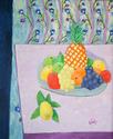 Painting--Oil-Still LifePINEAPPLE,GRAPES,AND APPLES ON PEWTER