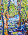 oil, painting, landscape, impressionist, abstract, bold, ny, new york, - Landscape Painting