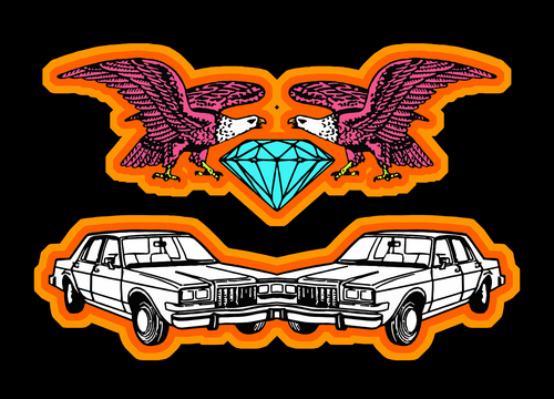 Painting-cars, eagles and a diamond