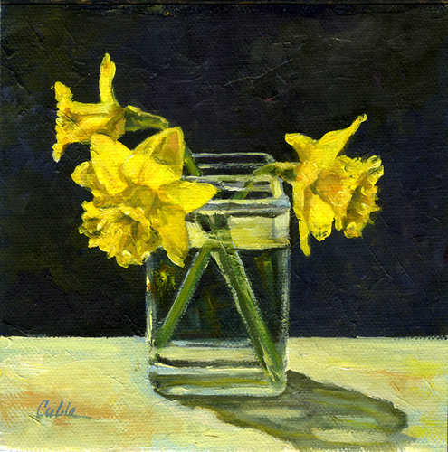 Painting-Still Life-Jar & Daffs