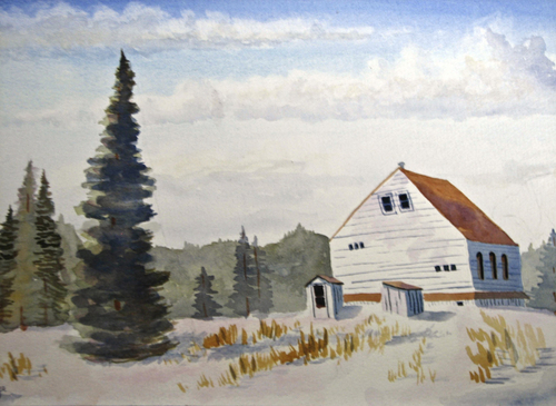 Painting-Landscape-Winter House