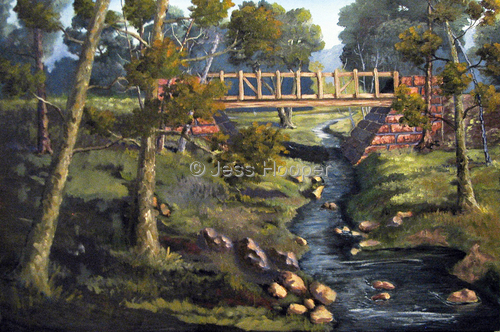 Painting-Landscape-River with Bridge