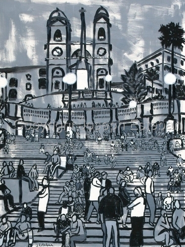 Painting-Oil-Spanish Steps, 2008  <br> Rome, Italy