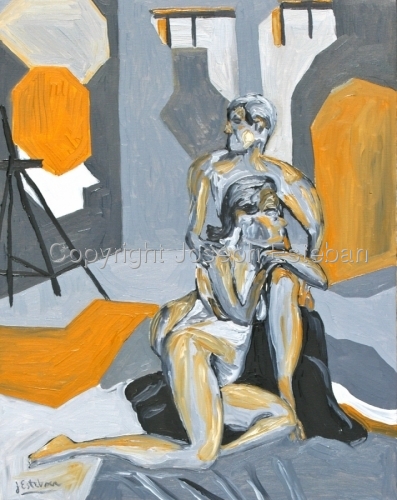 Painting-Oil-Male & Female Nude Seated <br>2010