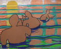 Painting--Acrylic-SeascapeThree surfers study pastel