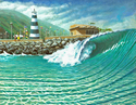 Painting--Acrylic-SeascapeEl Surfista y la Chencha<br>Puerto Azul, Venezuela<br>Circa 1975