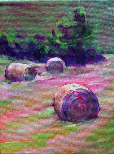 Mixed Media-Haybales