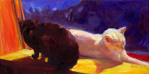 Painting-Two Cats on the Windowsill