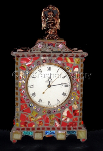 Mosaic-Red Budha Clock