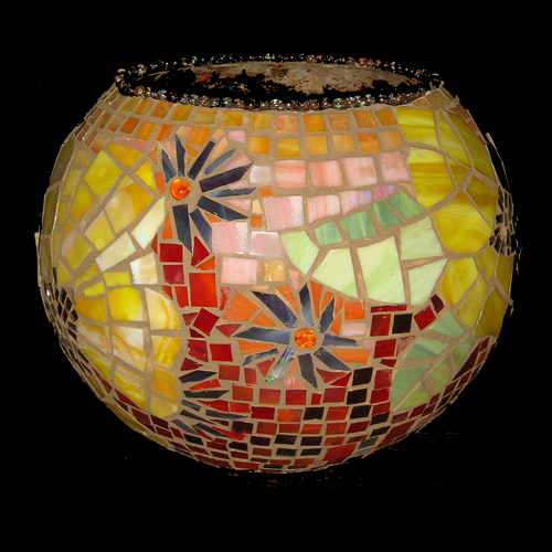 Mosaic-Yellow Poppy Mosaic Bowl