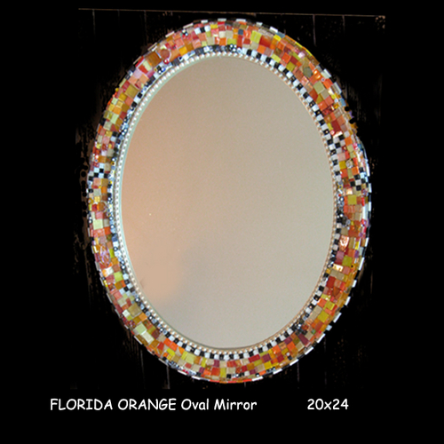 Mosaic-FLORIDA ORANGE Oval Mirror