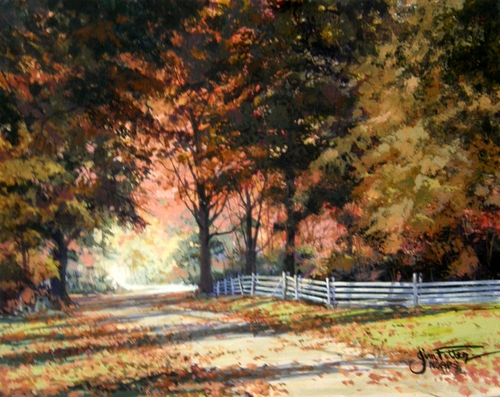 Painting-Acrylic-Fall Fence