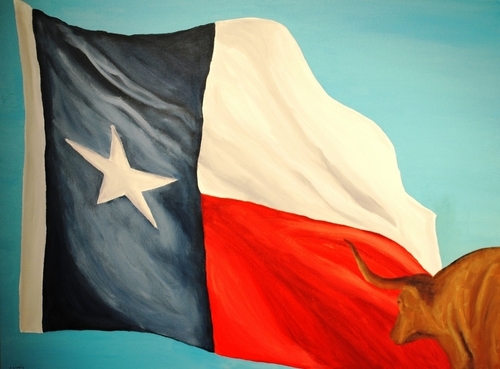 Unattached Texas Flag and Longhorn