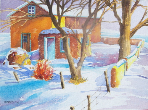 Adobe Sunrise in the Snow