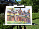 Painting on location at the Grange estate in Havertown, PA, for Tyme Gallery's Plein Air Festival, October, 2010.