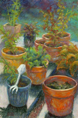 Painting-Pastels-Terracotta Pots