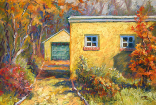 Painting-Pastels-The Yellow House in Fall