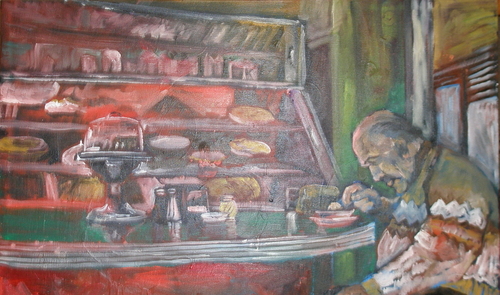 Painting-Impressionism-Slow Day at the Cafe