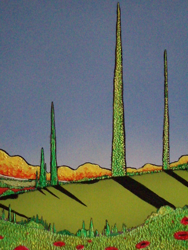 Painting-Landscape-Blue Sky in Tuscany