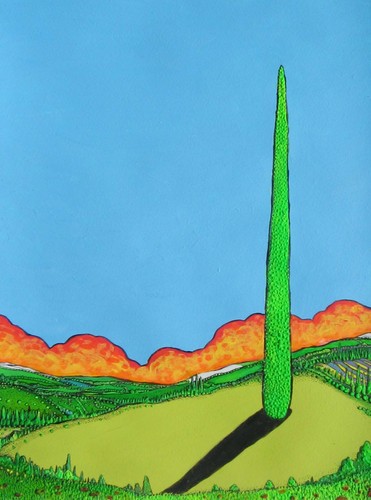Painting-Lone Cypress on a Hill
