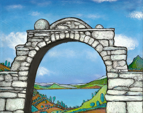 Painting-Landscape-Taquile Island Blues No. 3, Lake Titicaca, Peru (2009)