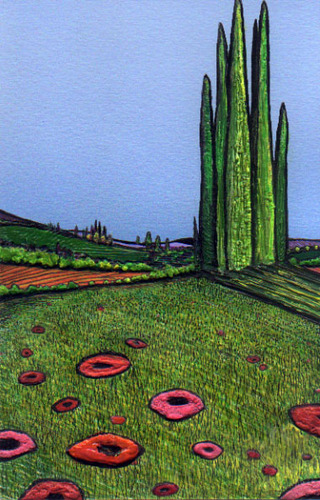 Mixed Media-Tuscan Landscape Series #102