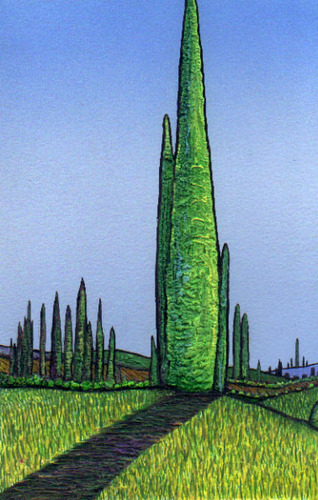 Mixed Media-Tuscan Landscape Series #105