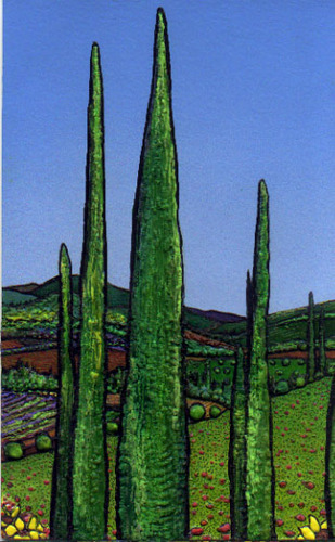 Mixed Media-Tuscan Landscape Series #106