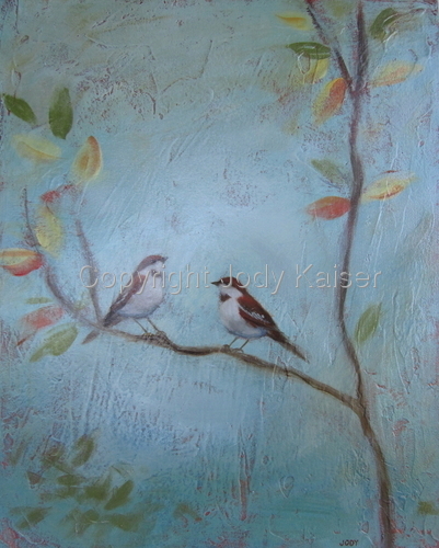 Two Sparrows In Autumn