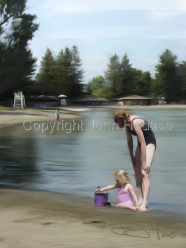 Painting-Figurative-Spring Lake Beach