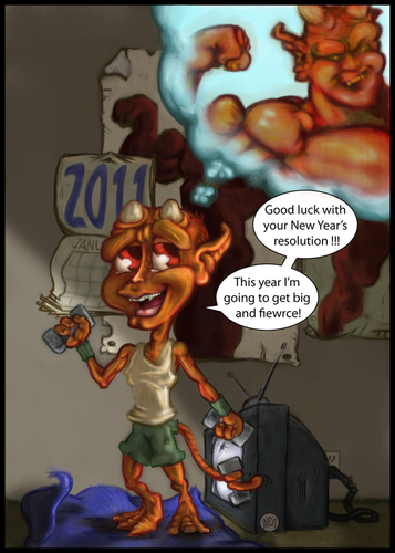 Illustration-A monster New Year resolution.