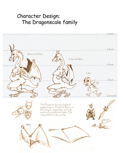 Drawing-Dragonscale family character design