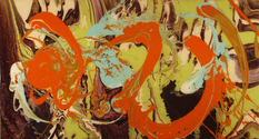 Acrylic Latex on Handmade Wood Panel finished with Epoxy Resin,
Urban, orange, abstract - Abstract Painting