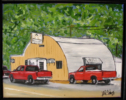 Painting-Cityscape-Pickup Truck and Cold Beer