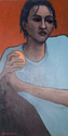 Painting--Acrylic-ExpressionistModel Holding an Orange
