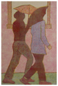Print Making--Monoprint-FigurativeCouple Under Umbrellas