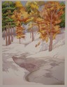 Painting--Watercolor-LandscapeFlame Trees and Melting Snow